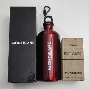 Montblanc Red Water Bottle & Men's Eau de Parfum Explorer Fragrance Gift Set NEW